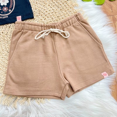 Conj. Blusa Borboleta e Short em Moletinho - Preto e Marrom